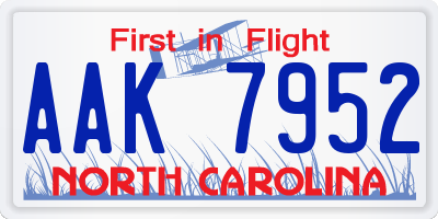 NC license plate AAK7952