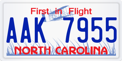 NC license plate AAK7955