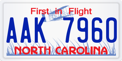 NC license plate AAK7960