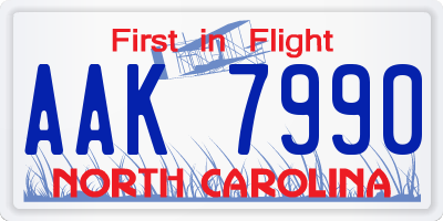 NC license plate AAK7990