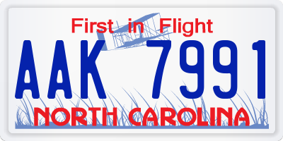 NC license plate AAK7991