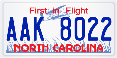 NC license plate AAK8022