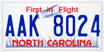 NC license plate AAK8024
