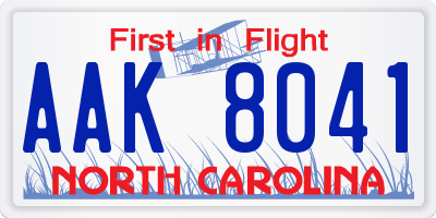 NC license plate AAK8041