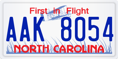 NC license plate AAK8054