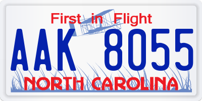NC license plate AAK8055