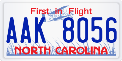 NC license plate AAK8056