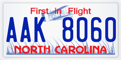 NC license plate AAK8060
