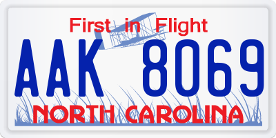 NC license plate AAK8069