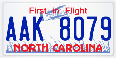 NC license plate AAK8079