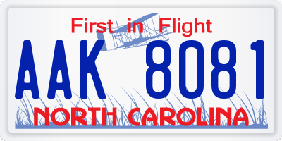 NC license plate AAK8081