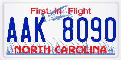 NC license plate AAK8090