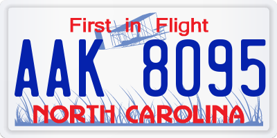 NC license plate AAK8095