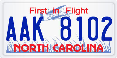 NC license plate AAK8102