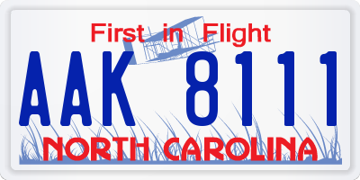 NC license plate AAK8111