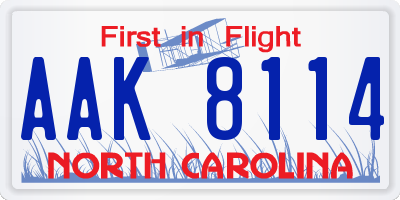 NC license plate AAK8114