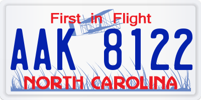 NC license plate AAK8122