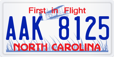 NC license plate AAK8125