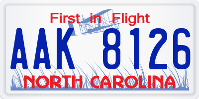 NC license plate AAK8126