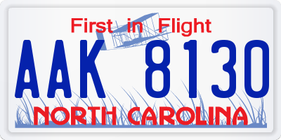 NC license plate AAK8130