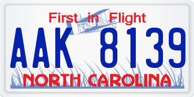 NC license plate AAK8139