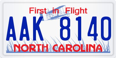 NC license plate AAK8140