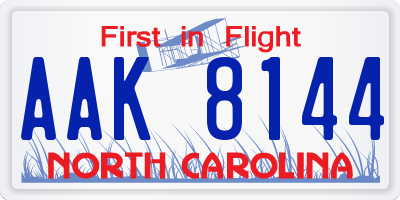 NC license plate AAK8144