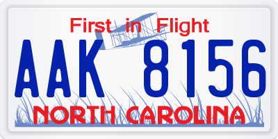 NC license plate AAK8156
