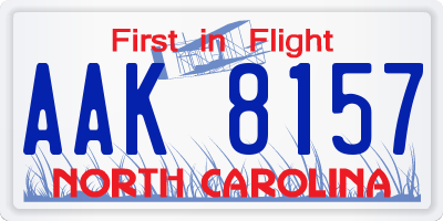 NC license plate AAK8157