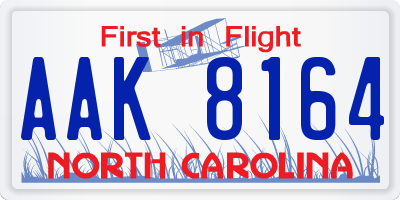 NC license plate AAK8164