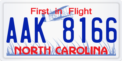 NC license plate AAK8166