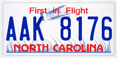 NC license plate AAK8176