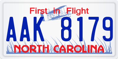 NC license plate AAK8179