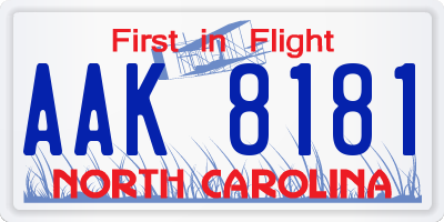 NC license plate AAK8181
