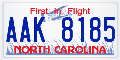 NC license plate AAK8185