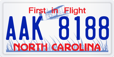 NC license plate AAK8188