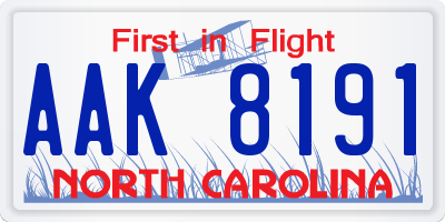 NC license plate AAK8191