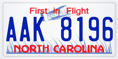 NC license plate AAK8196