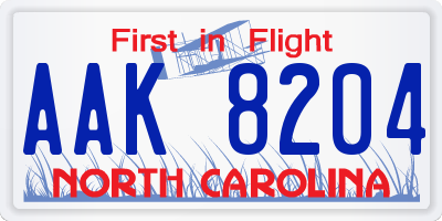 NC license plate AAK8204