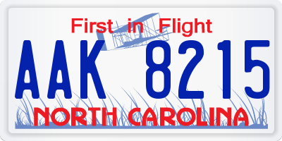 NC license plate AAK8215