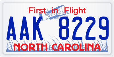 NC license plate AAK8229