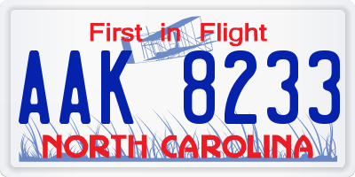 NC license plate AAK8233