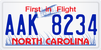 NC license plate AAK8234