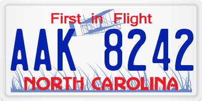 NC license plate AAK8242