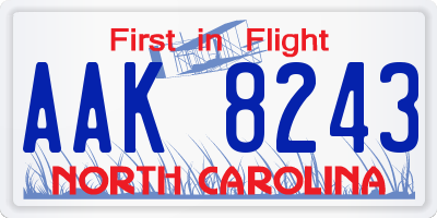 NC license plate AAK8243