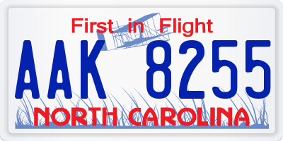 NC license plate AAK8255