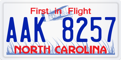 NC license plate AAK8257