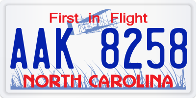 NC license plate AAK8258