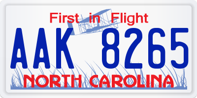 NC license plate AAK8265