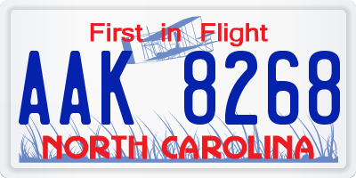 NC license plate AAK8268
